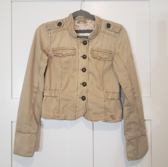 Abercrombie & Fitch Jackets & Blazers - Abercrombie & Fitch Military Jacket Button Down Chest Snap Pockets Tan S…